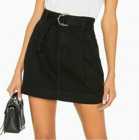 We The Free Women's Jade Belted Black Ash Denim Skirt Size 31 - Picture 2 of 10